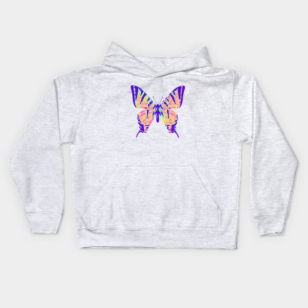 Purple Tiger Butterfly Kids Hoodie by dinaaaaaah